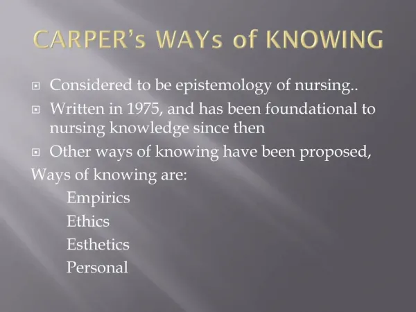 Ways of knowing in nursing