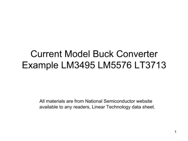 Current Model Buck Converter Example LM3495 LM5576 LT3713