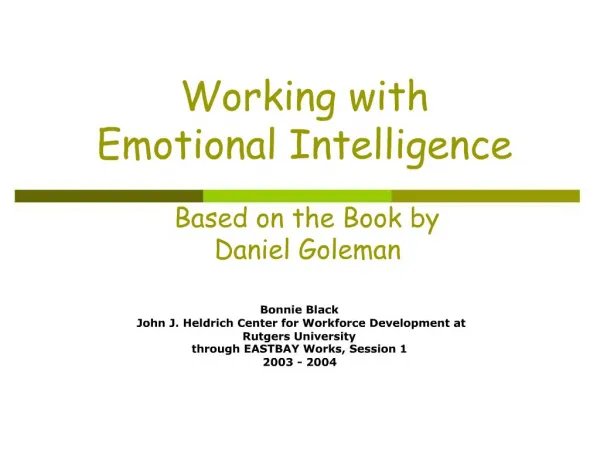 Based on the Book by Daniel Goleman
