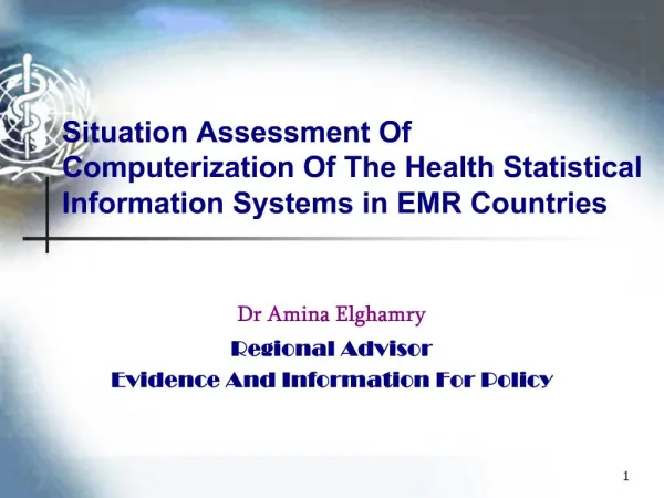 Situation Assessment Of Computerization Of The Health Statistical Information Systems in EMR Countries