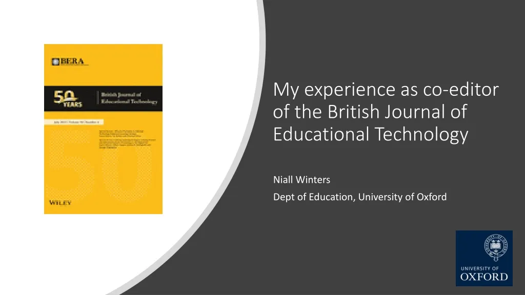 my experience as co editor of the british journal of educational technology