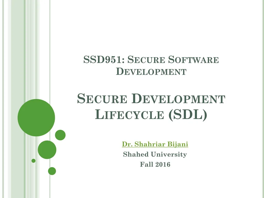 ssd951 secure software development secure development lifecycle sdl