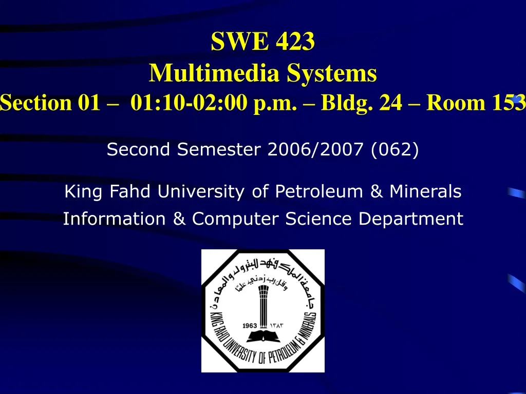 swe 423 multimedia systems section