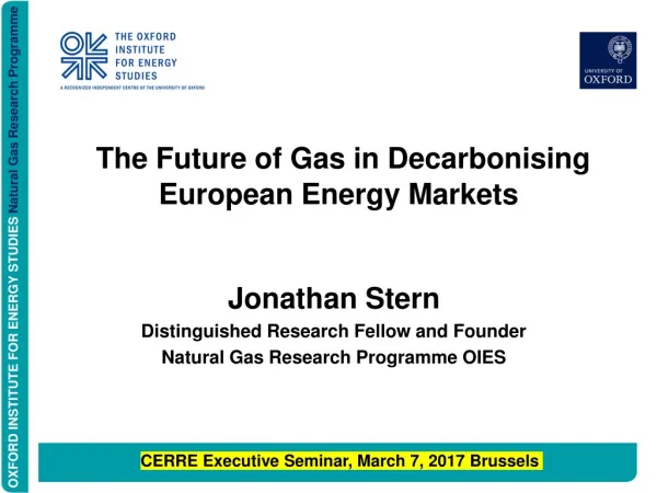 The Future of Gas in Decarbonising European Energy Markets
