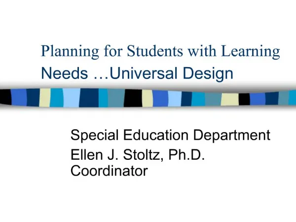 Planning for Students with Learning Needs Universal Design