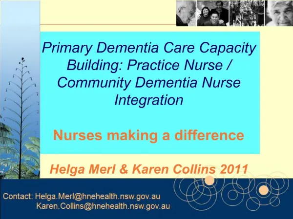 Primary Dementia Care Capacity Building: Practice Nurse