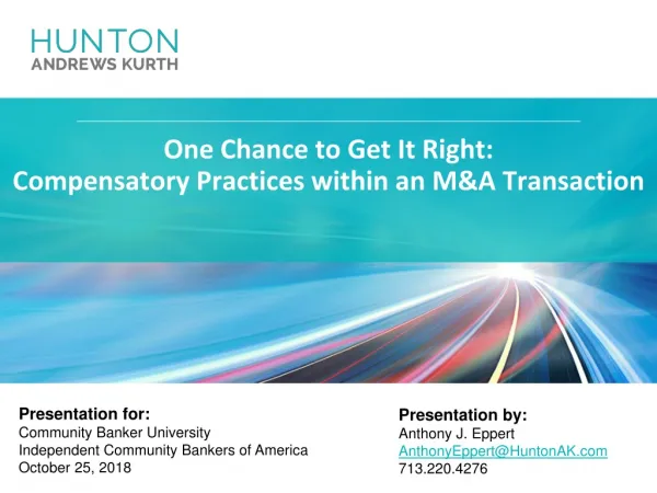 One Chance to Get It Right: Compensatory Practices within an M&amp;A Transaction