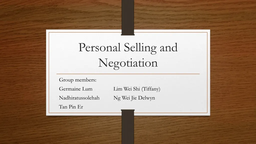 personal selling and negotiation