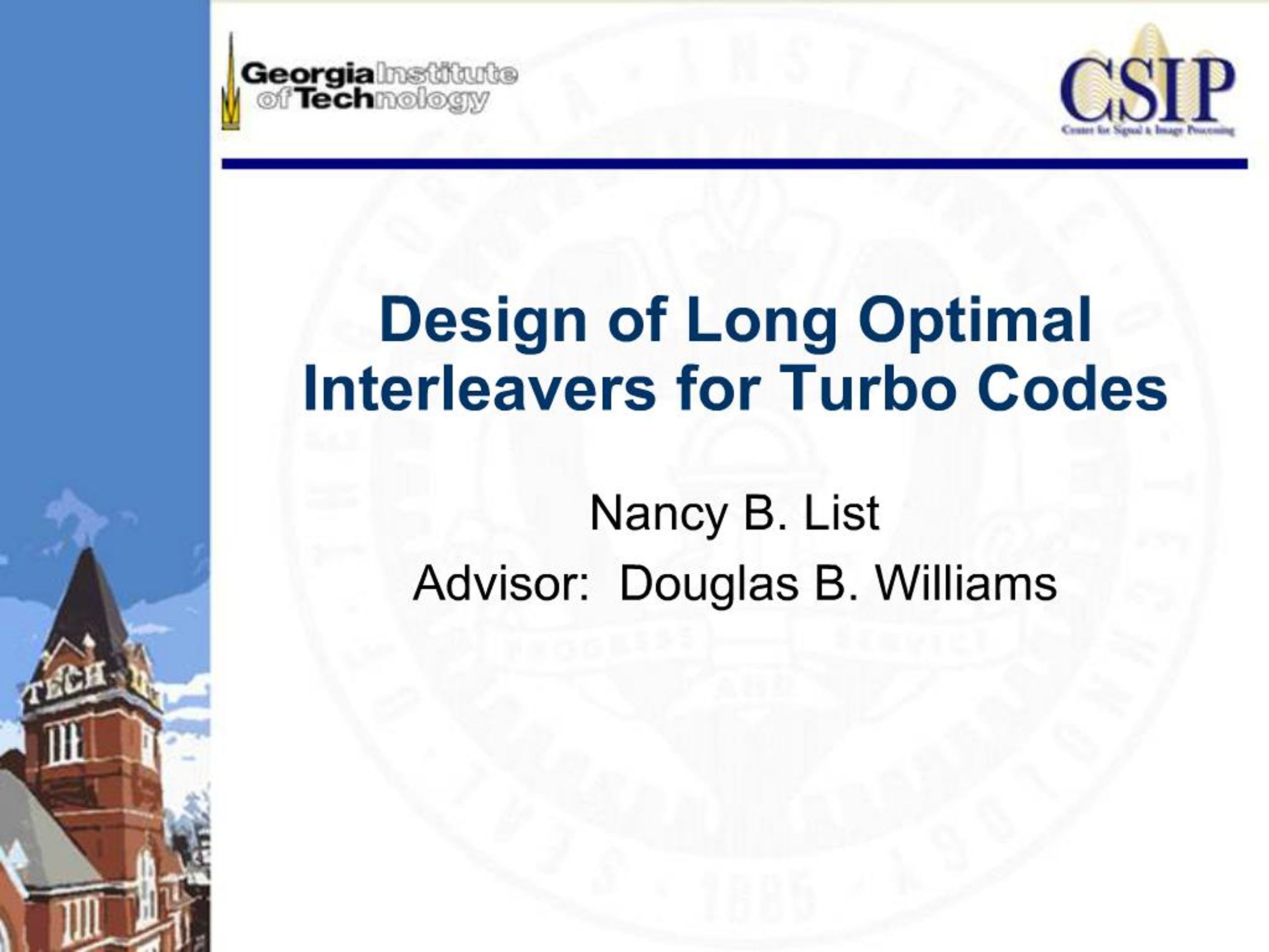 PPT - Design of Long Optimal Interleavers for Turbo Codes PowerPoint ...