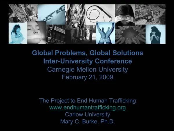 Global Problems, Global Solutions Inter-University Conference Carnegie Mellon University February 21, 2009 The Proje