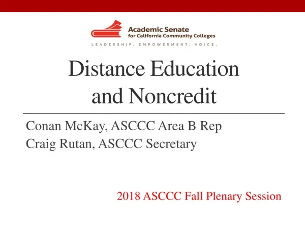 Distance Education and Noncredit