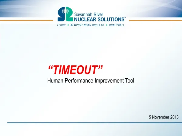 “TIMEOUT” Human Performance Improvement Tool