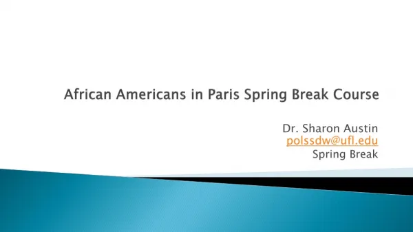 African Americans in Paris Spring Break Course