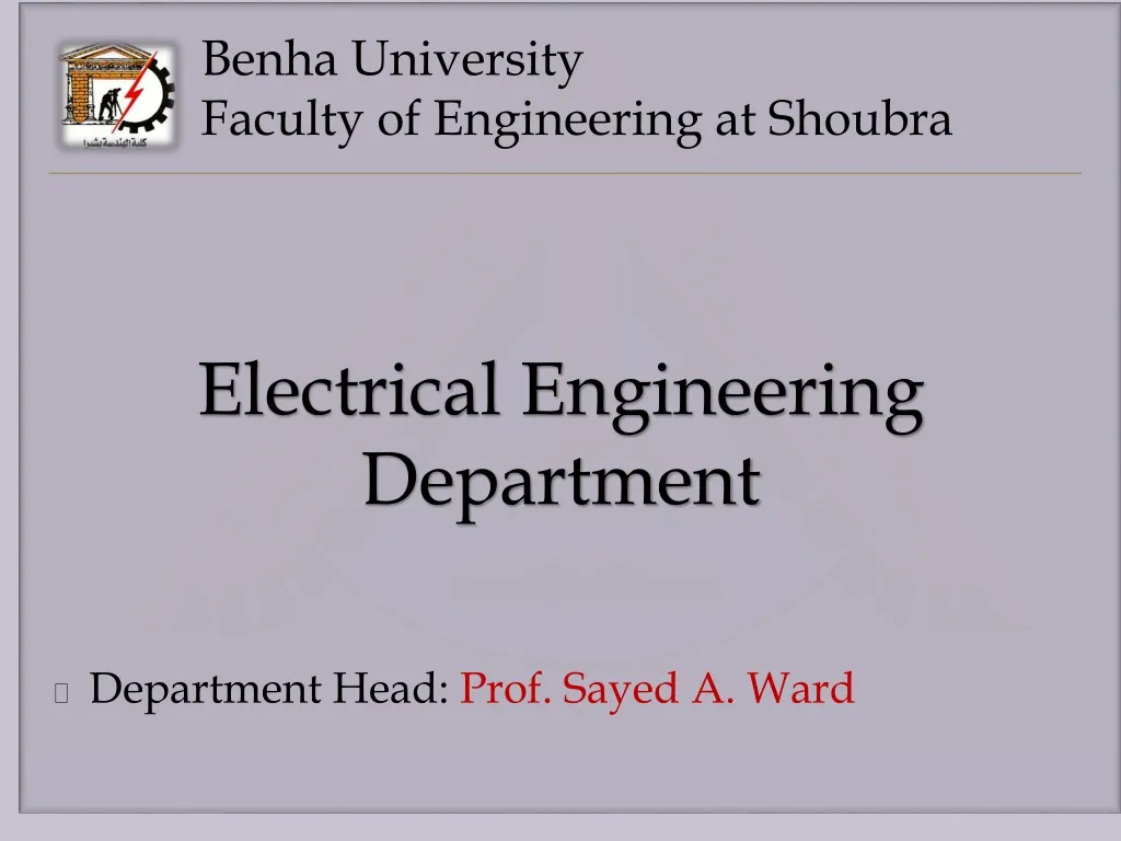 benha university faculty of engineering at shoubra