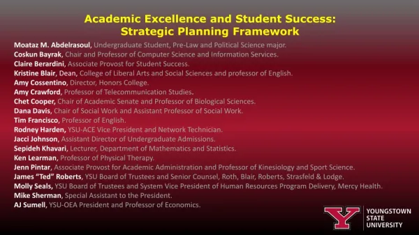 Academic Excellence and Student Success: Strategic Planning Framework