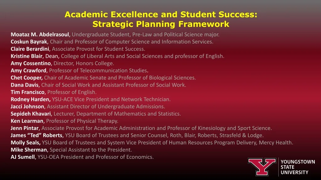 academic excellence and student success strategic