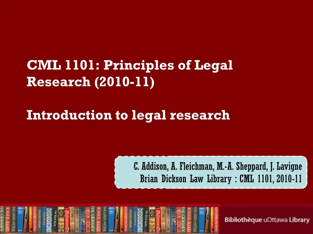 cml 1101 principles of legal research 2010 11 introduction to legal research