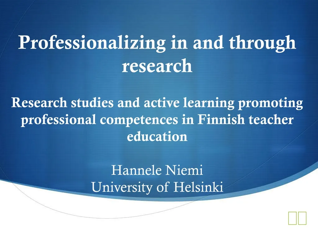 professionalizing in and through research