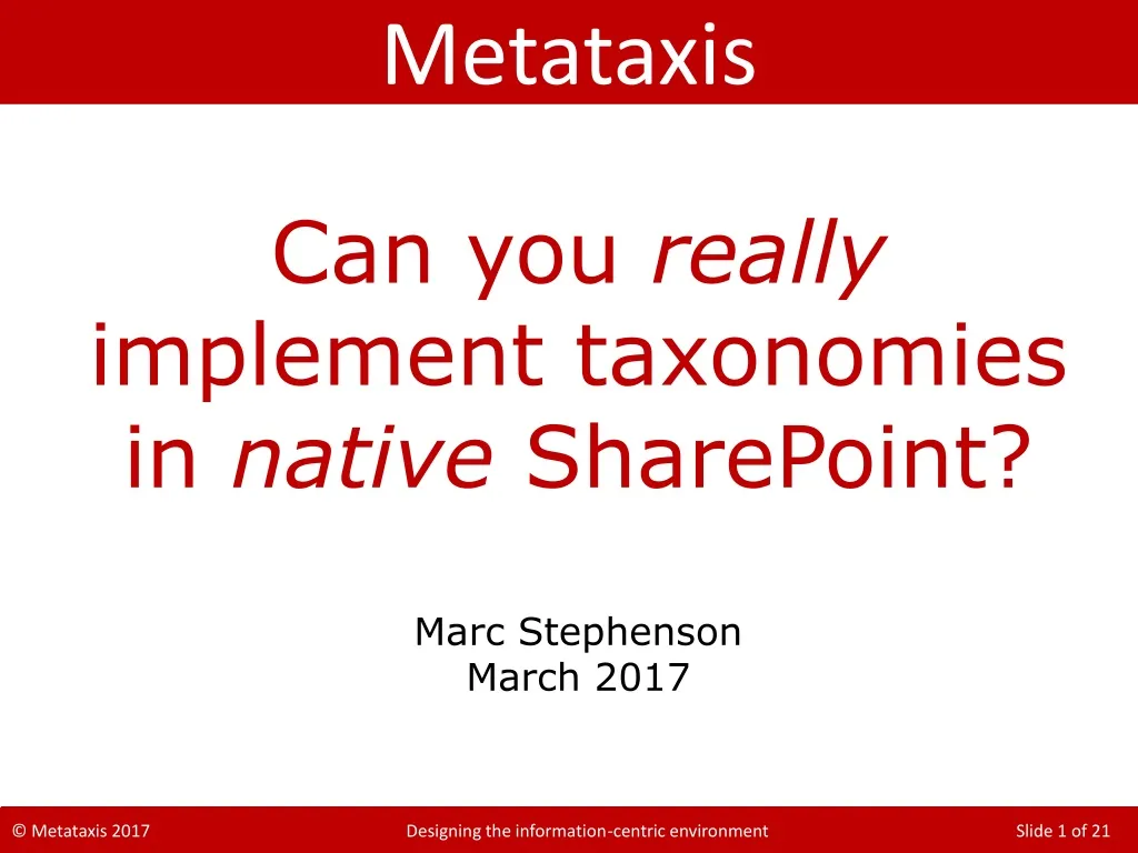 can you really implement taxonomies in native sharepoint marc stephenson march 2017