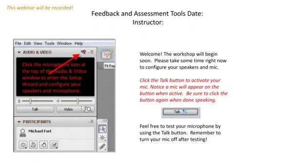 Feedback and Assessment Tools Date : Instructor: