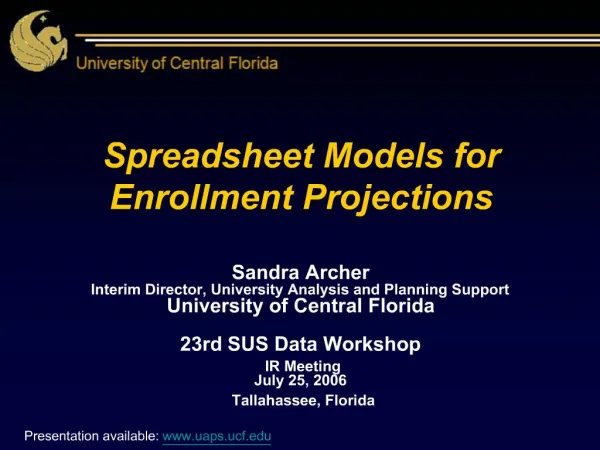 Spreadsheet Models for Enrollment Projections