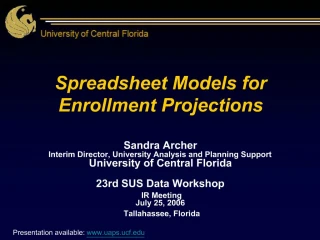 Spreadsheet Models for Enrollment Projections - slide 1