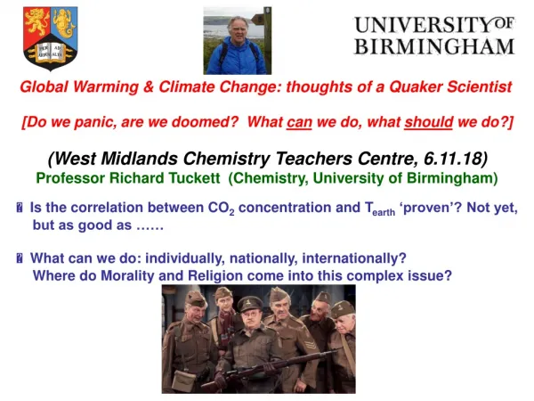 Global Warming &amp; Climate Change: thoughts of a Quaker Scientist