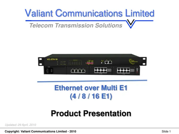 Ethernet over Multi E1 (4 / 8 / 16 E1) Product Presentation