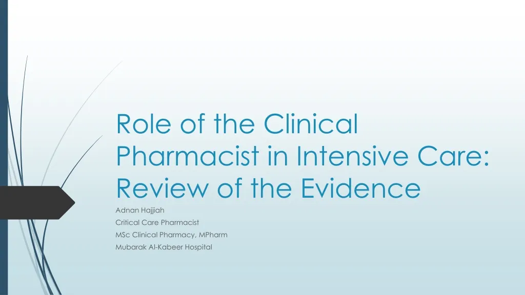 role of the clinical pharmacist in intensive care review of the evidence