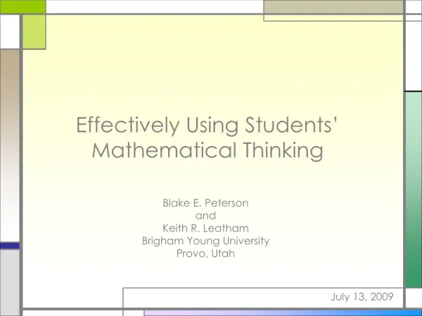 Effectively Using Students’ Mathematical Thinking
