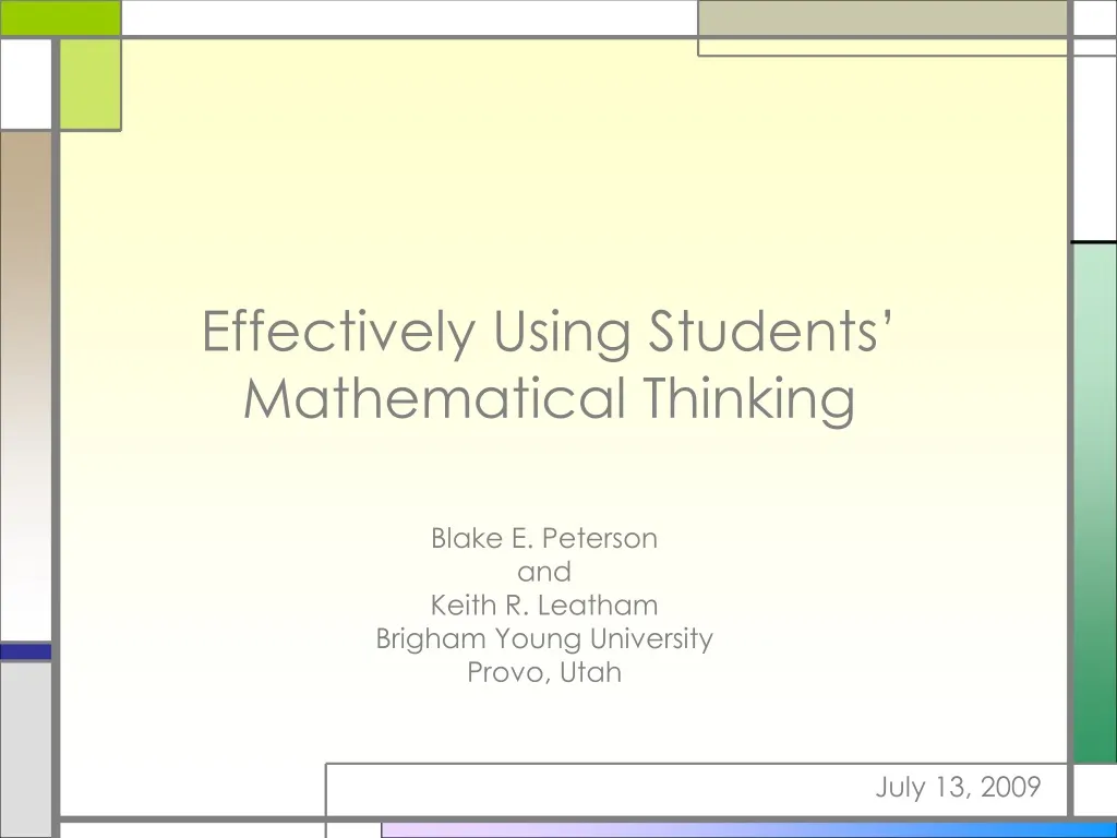 effectively using students mathematical thinking