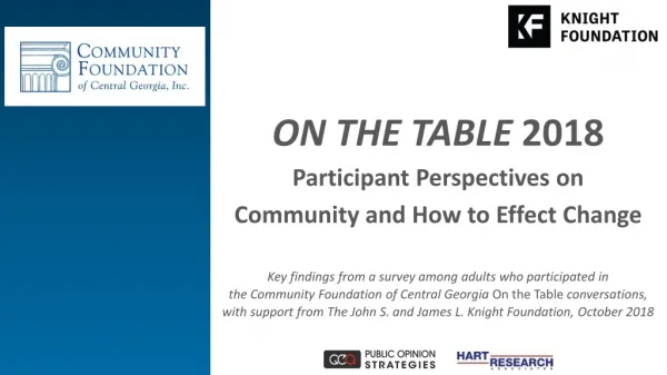 On the Table 2018 Participant Perspectives on Community and How to Effect Change