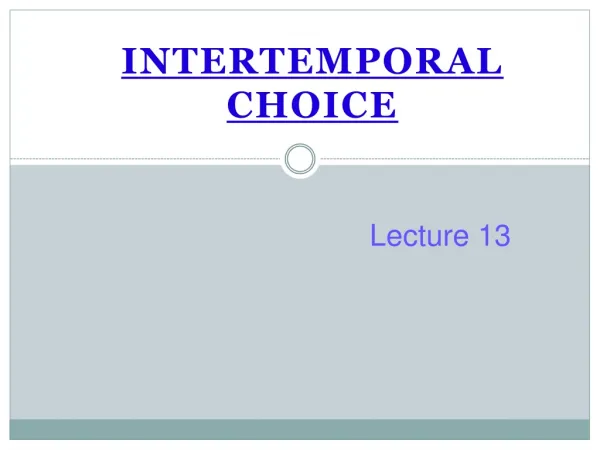 Intertemporal Choice