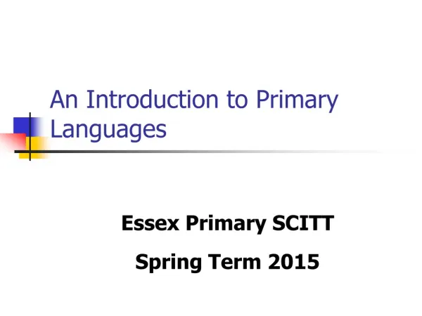 An Introduction to Primary Languages