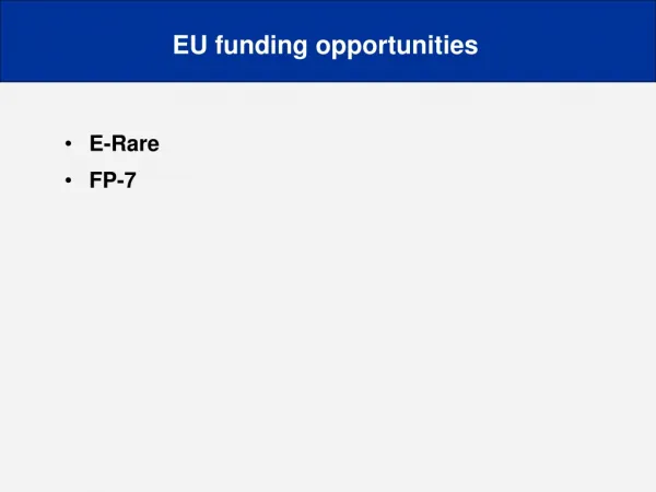 EU funding opportunities