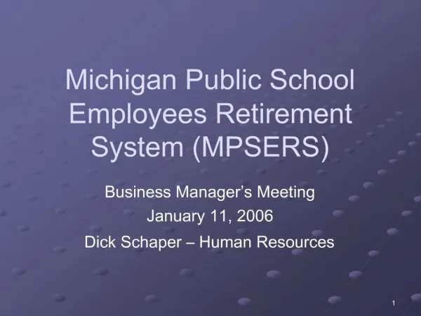 Michigan Public School Employees Retirement System MPSERS