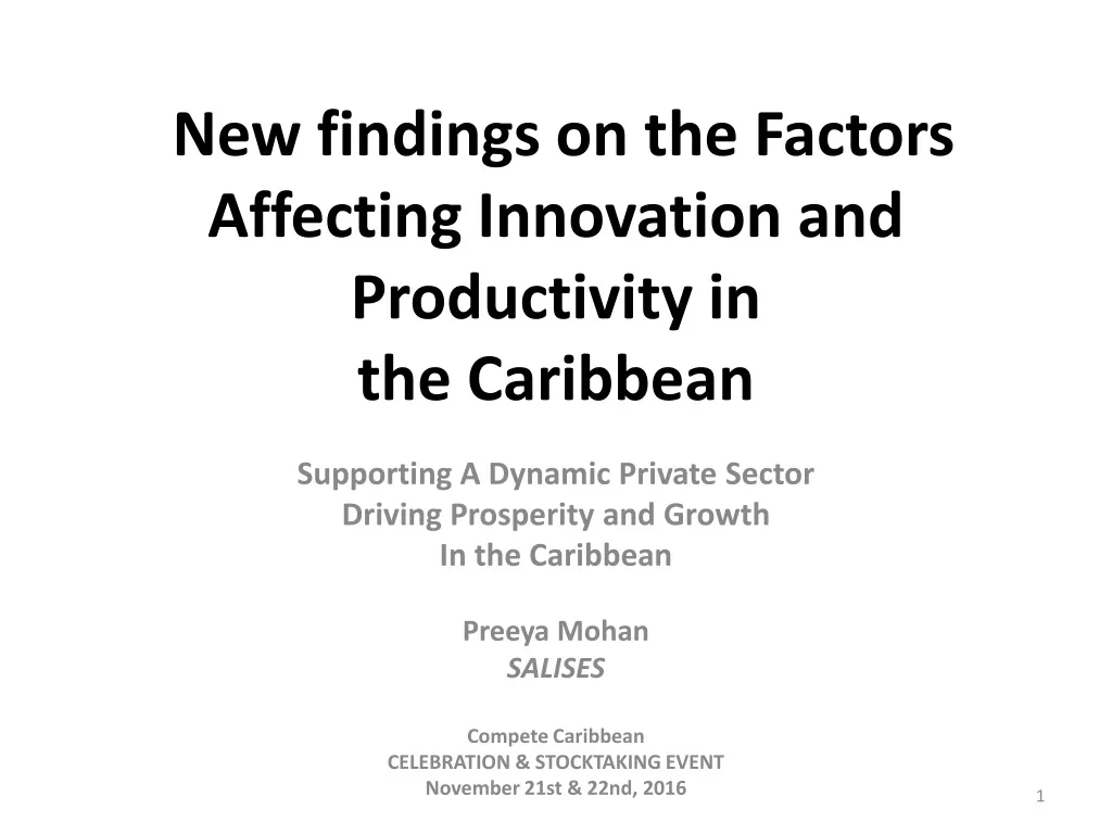 new findings on the factors affecting innovation and productivity in the caribbean