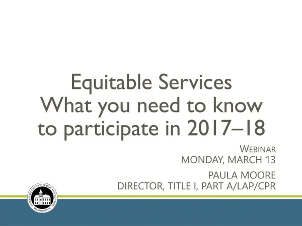 Equitable Services What you need to know to participate in 2017–18