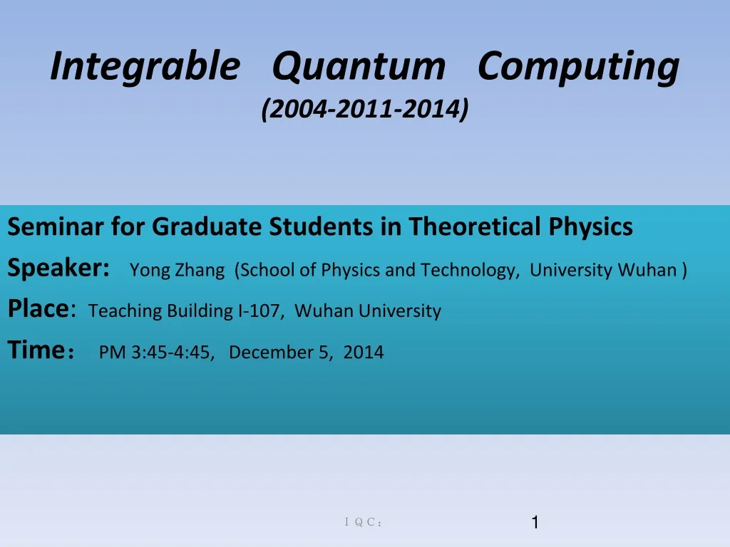 seminar for graduate students in theoretical