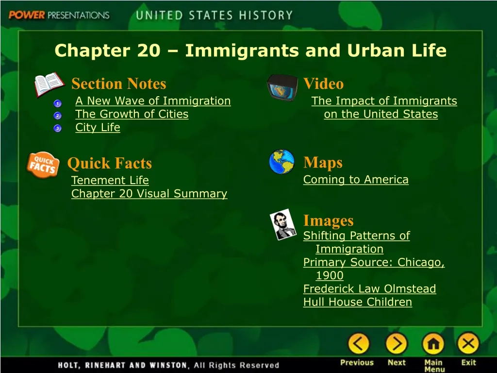 chapter 20 immigrants and urban life