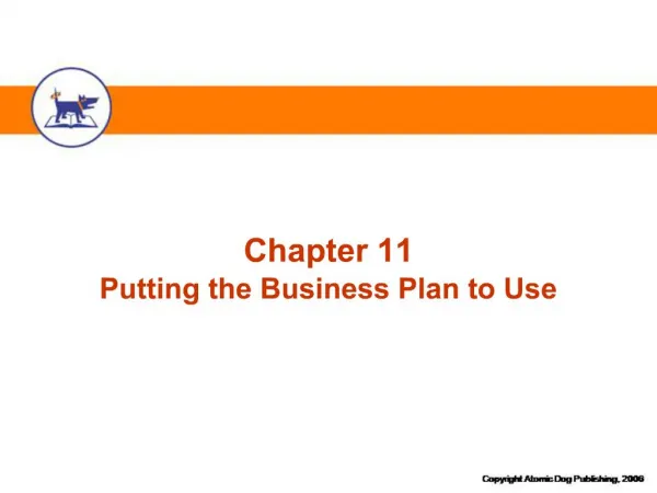 Chapter 11 Putting the Business Plan to Use