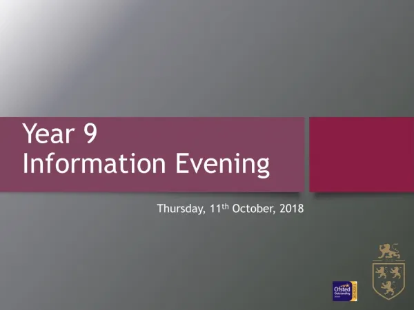 Year 9 Information Evening