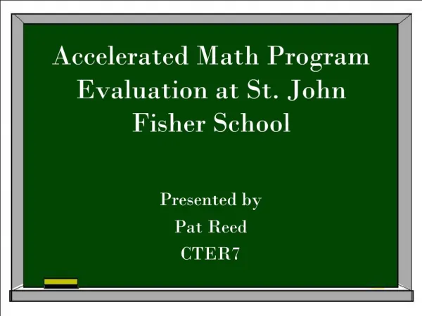 Accelerated Math Program Evaluation at St. John Fisher School