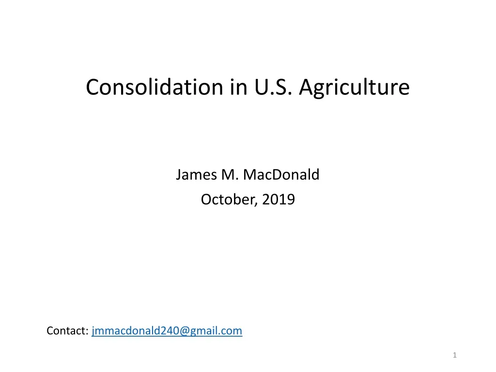 consolidation in u s agriculture