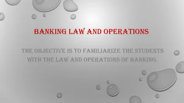 BANKING LAW AND OPERATIONS