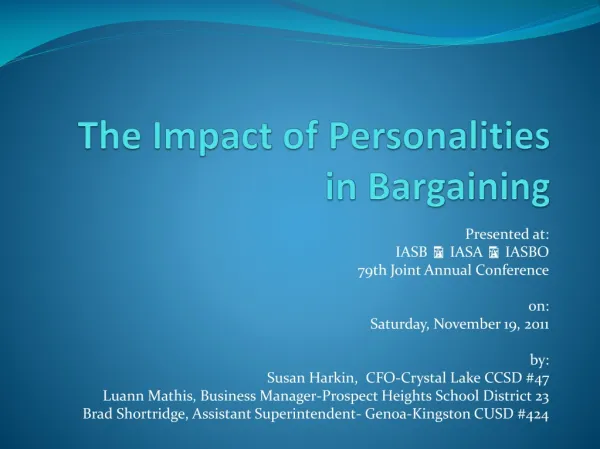 The Impact of Personalities in Bargaining