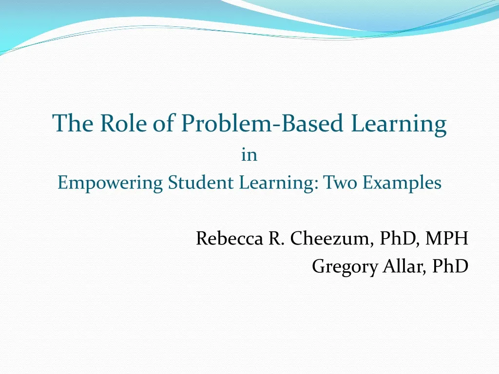 the role of problem based learning i n empowering