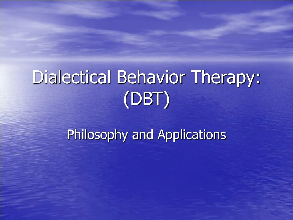 dialectical behavior therapy dbt