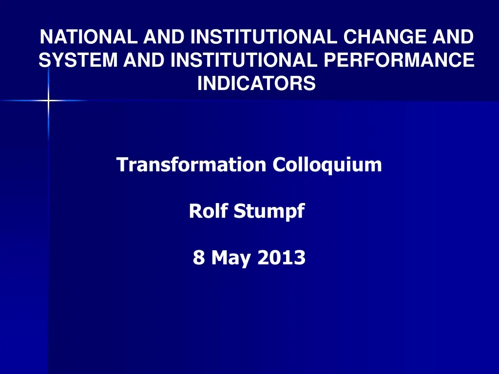 national and institutional change and system