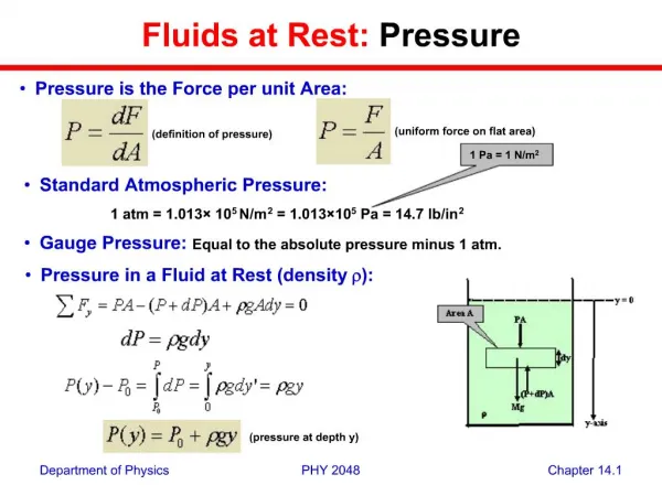 Fluids at Rest: Pressure
